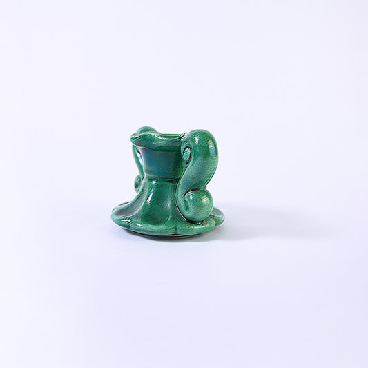 French jade Green Ceramic Candlestick Holder