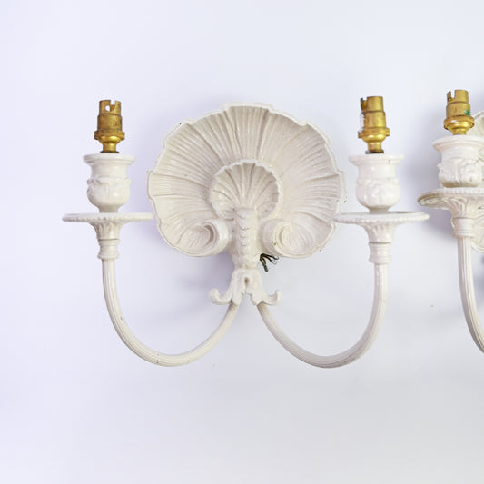 French Mid Century Toleware shell sconce lights