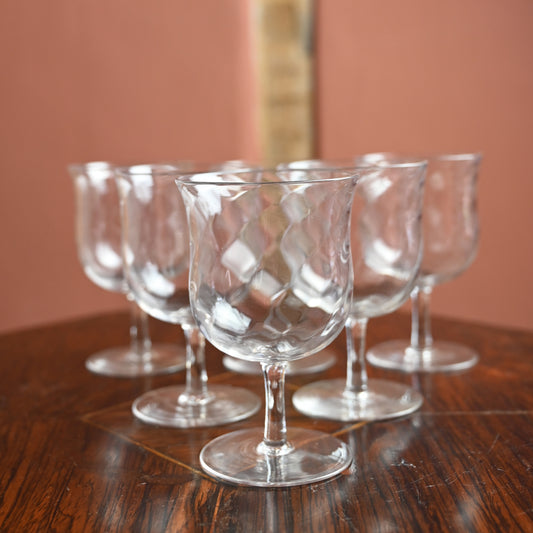Set of Six Small Twisted Wine Glasses