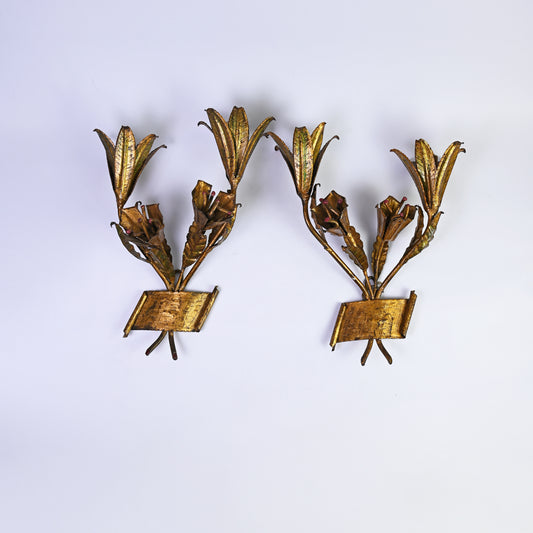Gilt Floral Wall Sconces