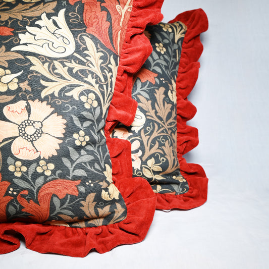 Plum Woodland and Velvet Cushion