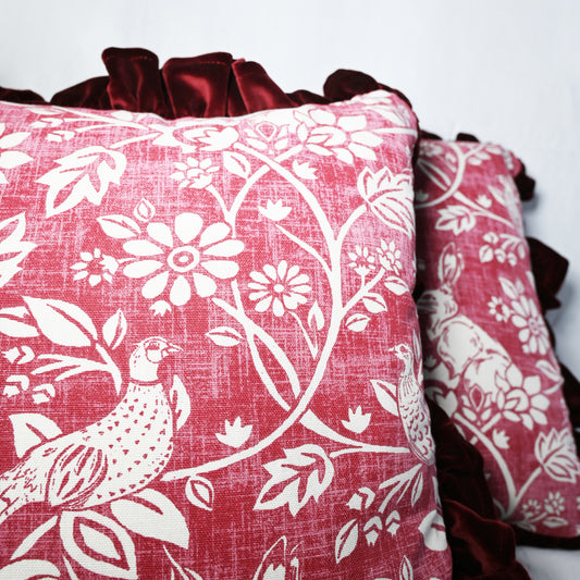 Terracotta William Morris Velvet Ruffle Cushion