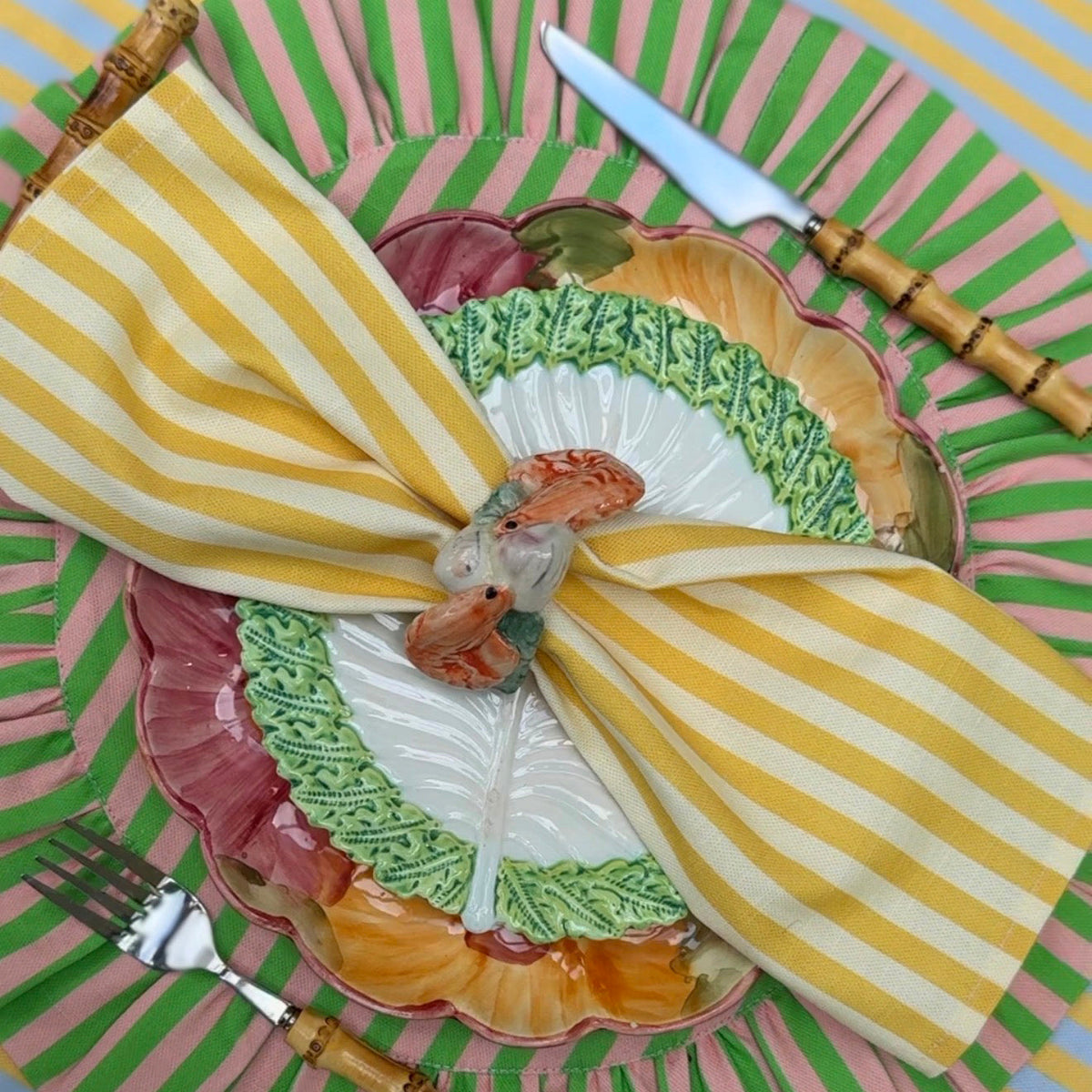 Tableware, napkins and placemat styled by Amy eld