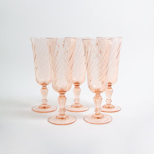 Set Pink swirl Champagne Flutes