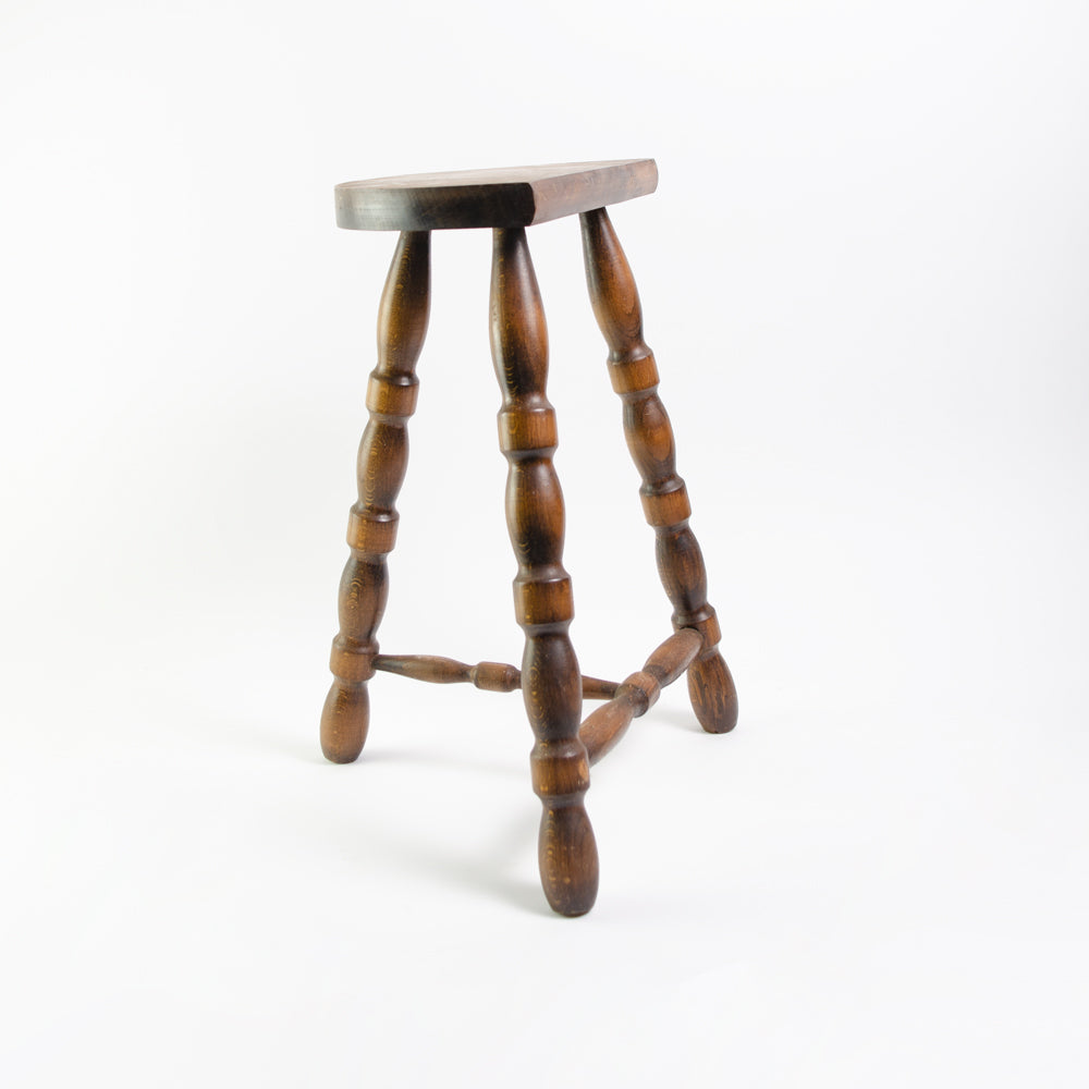 Large Wooden Bobbin Stool