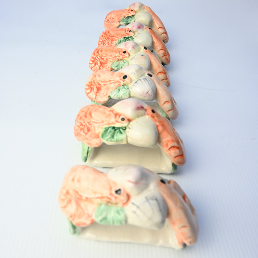Set of 6 Ceramic Shrimp Napkin Holders