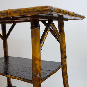 Oriental style Victorian Tiger Bamboo Tiered Side Table