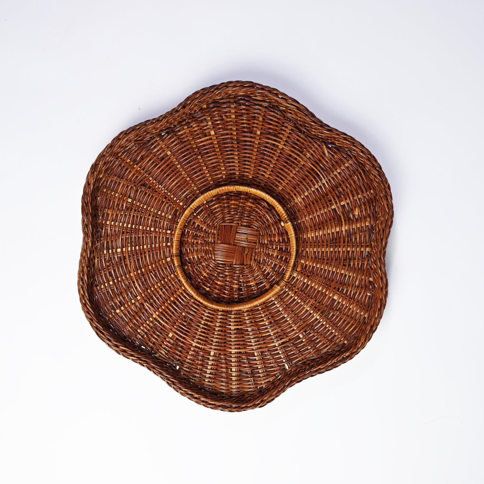 Scalloped French Wicker Tray