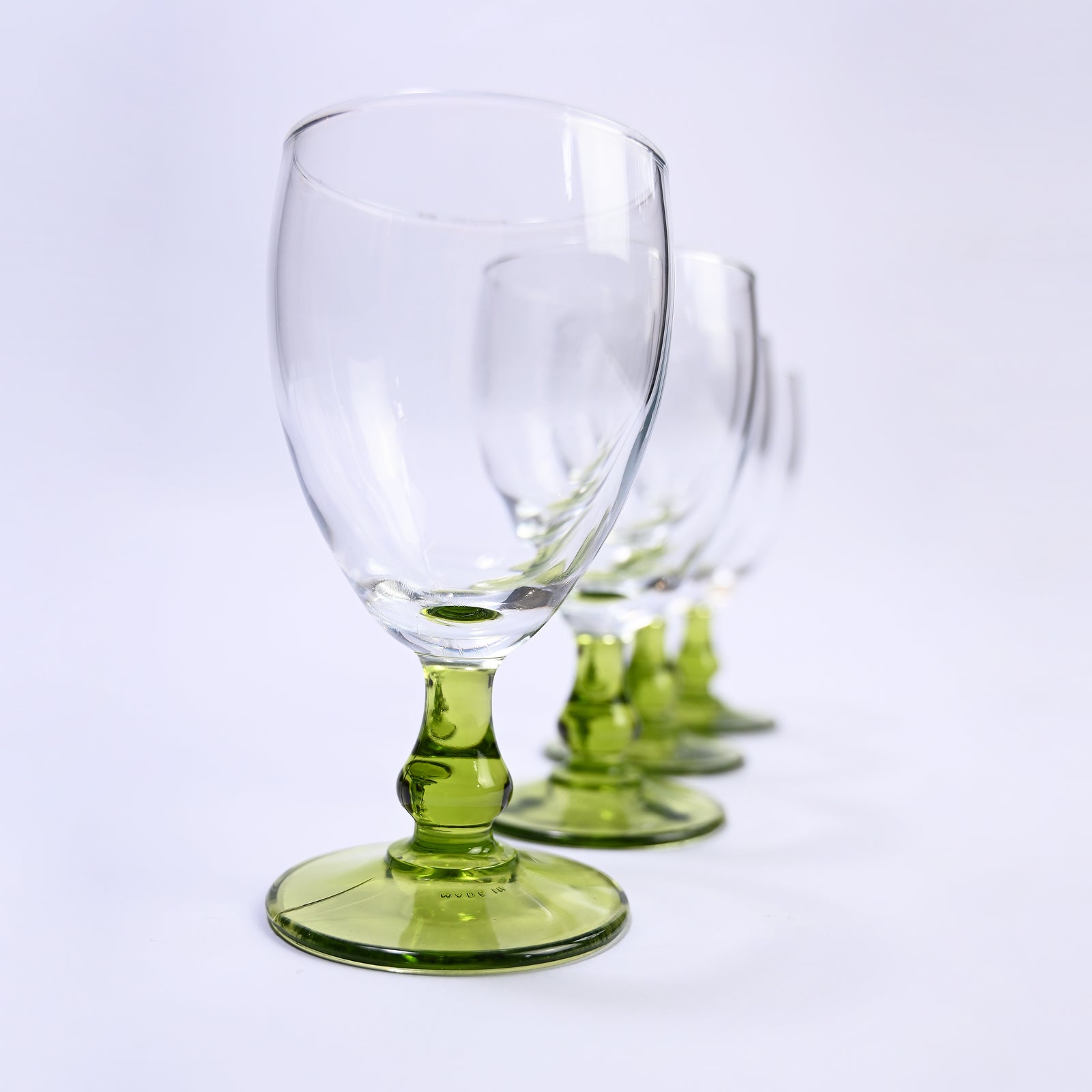 Olive Stemmed Vintage Wine Glasses