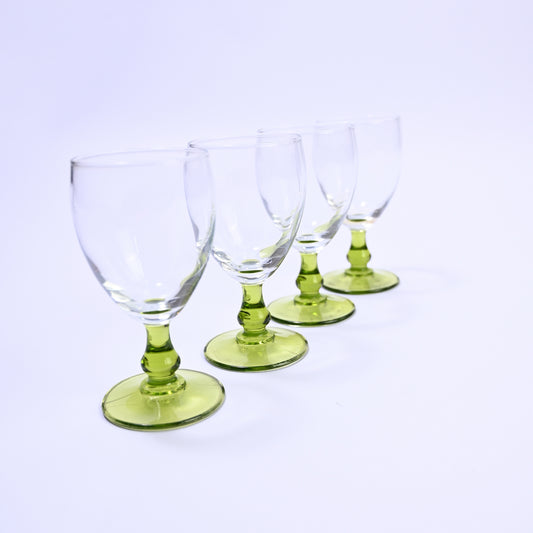 Olive Stemmed Vintage Wine Glasses