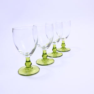 Olive Stemmed Vintage Wine Glasses