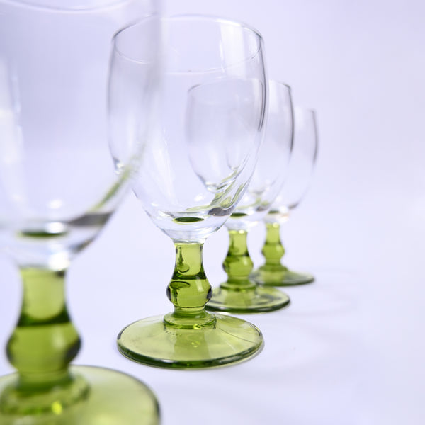 Olive Stemmed Vintage Wine Glasses - Rock the Heirloom