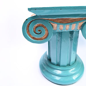 Pair of Blue Wooden Roman Column side tables