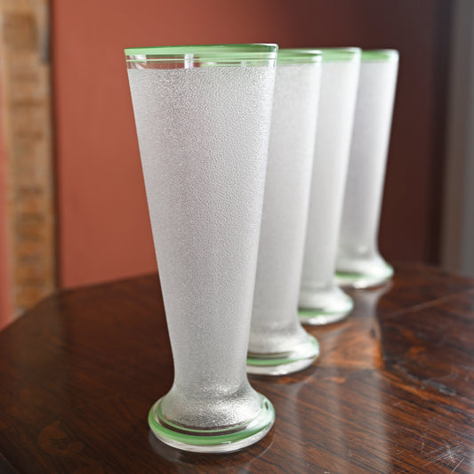 Set of Neon Green Tipped Frosted Glasses