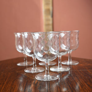Set of Six Small Twisted Wine Glasses