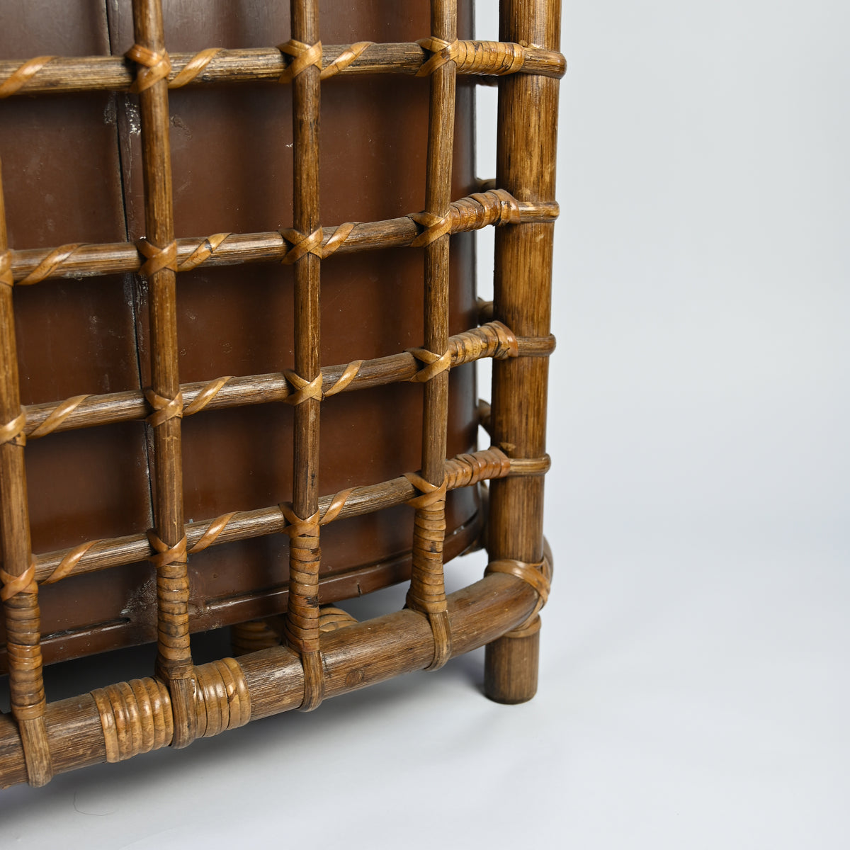 Large Copper and Bamboo Storage Basket