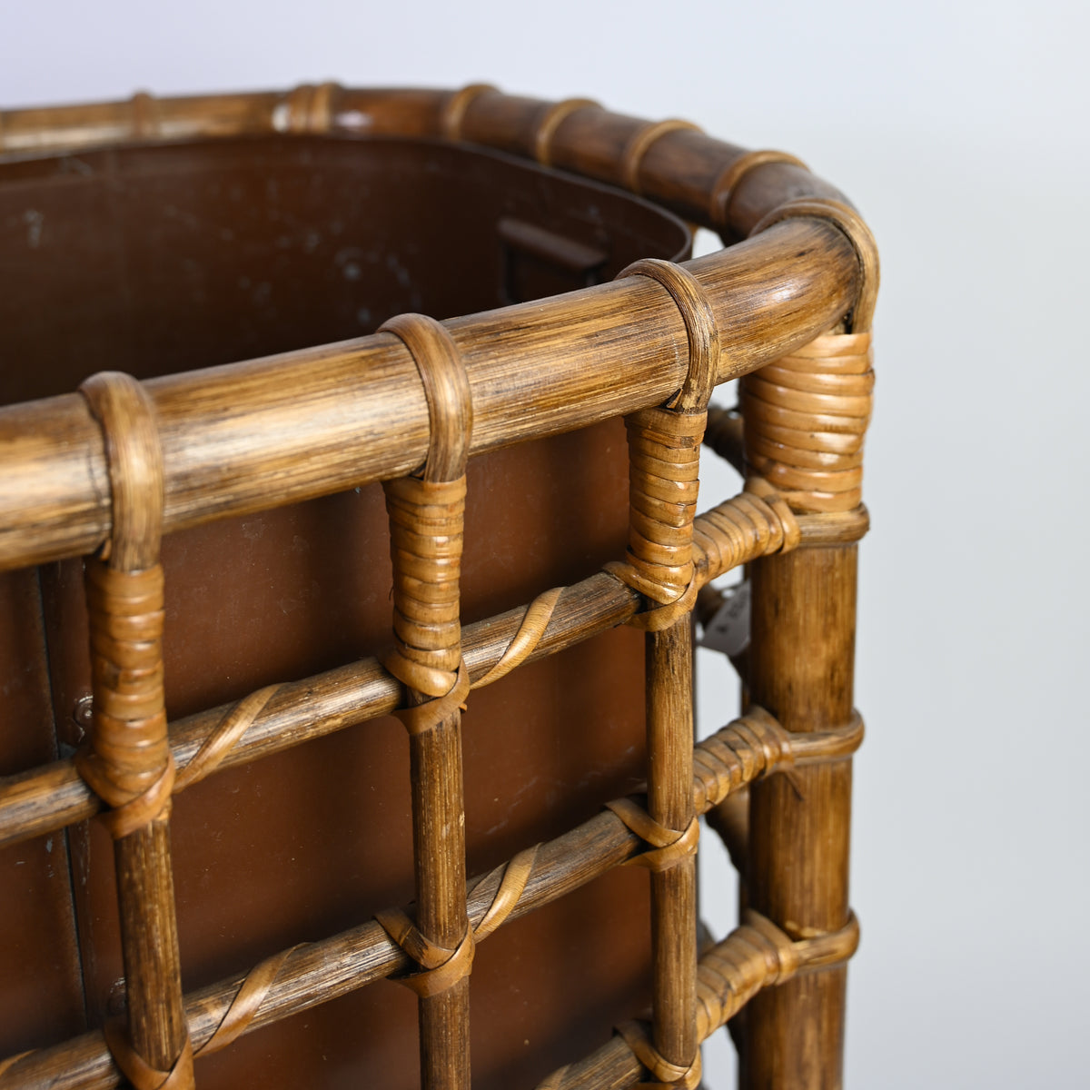 Large Copper and Bamboo Storage Basket