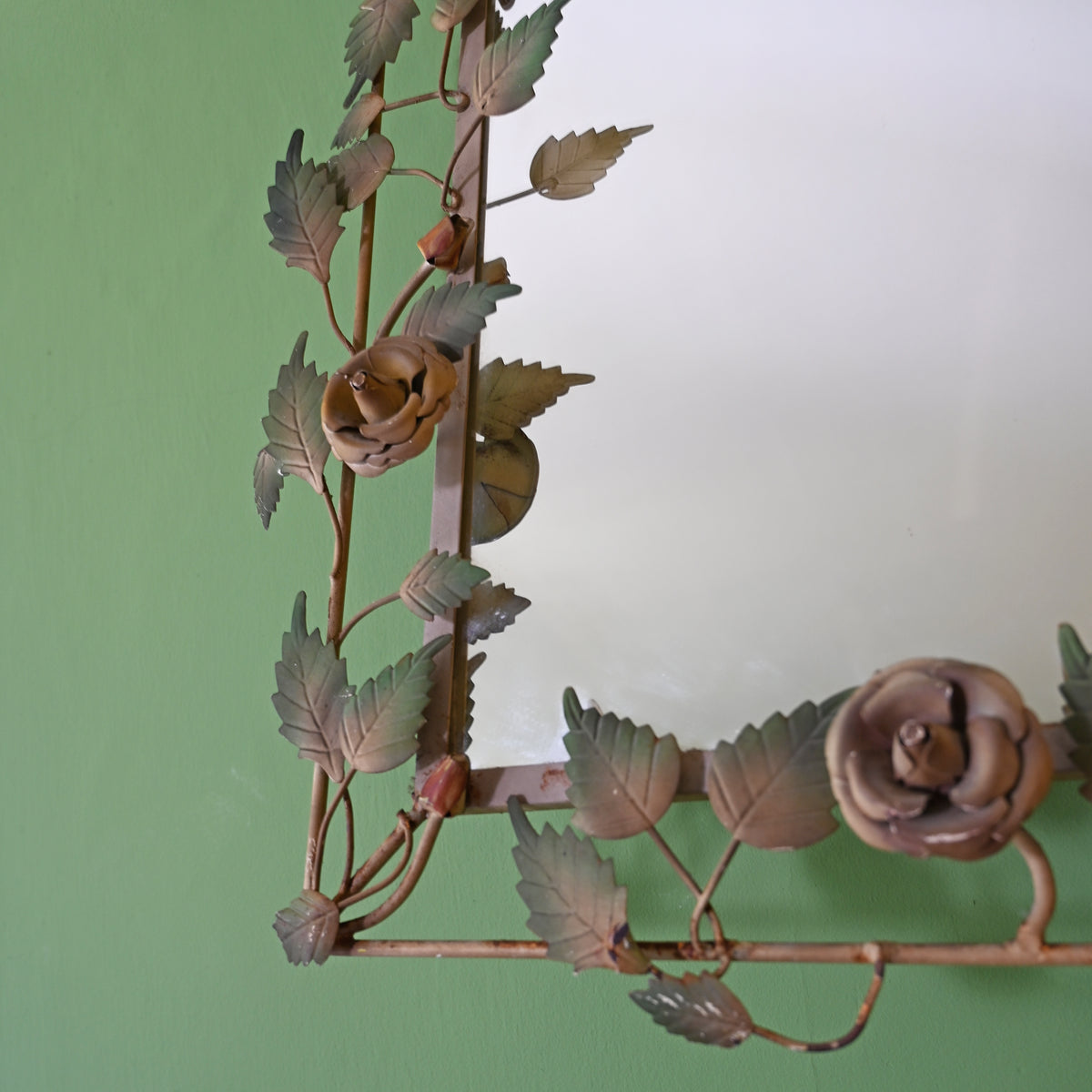 Toleware rose and vine mirror