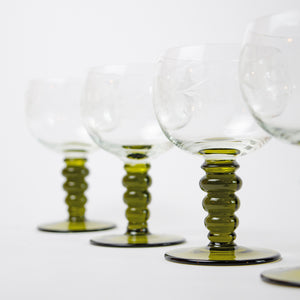 Set of  Olive Green Luminarc Vintage Wine Glasses