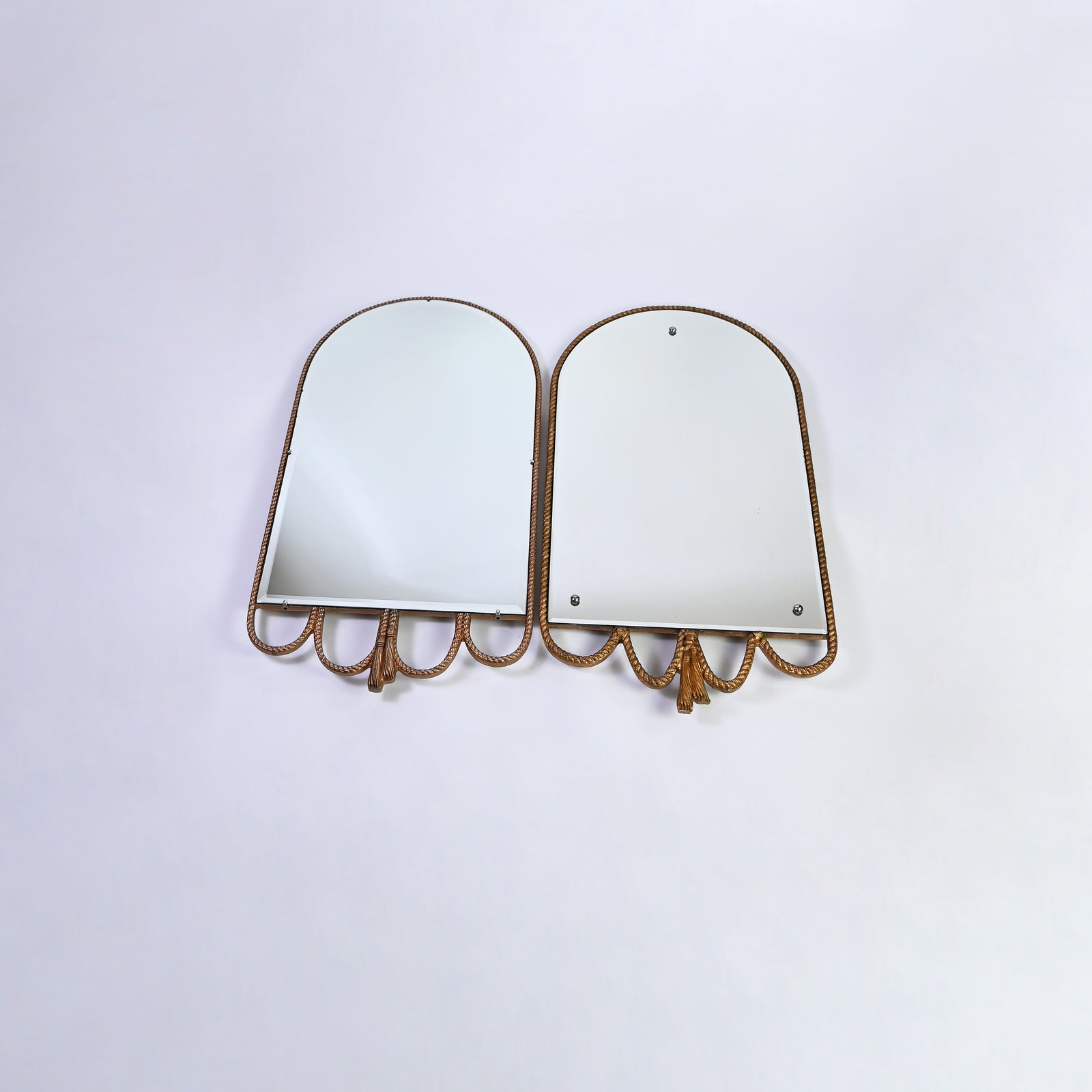 Pair of gilded twisted Rope Mirrors