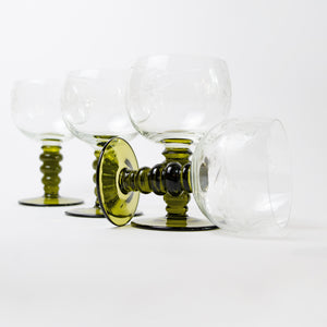 Set of  Olive Green Luminarc Vintage Wine Glasses