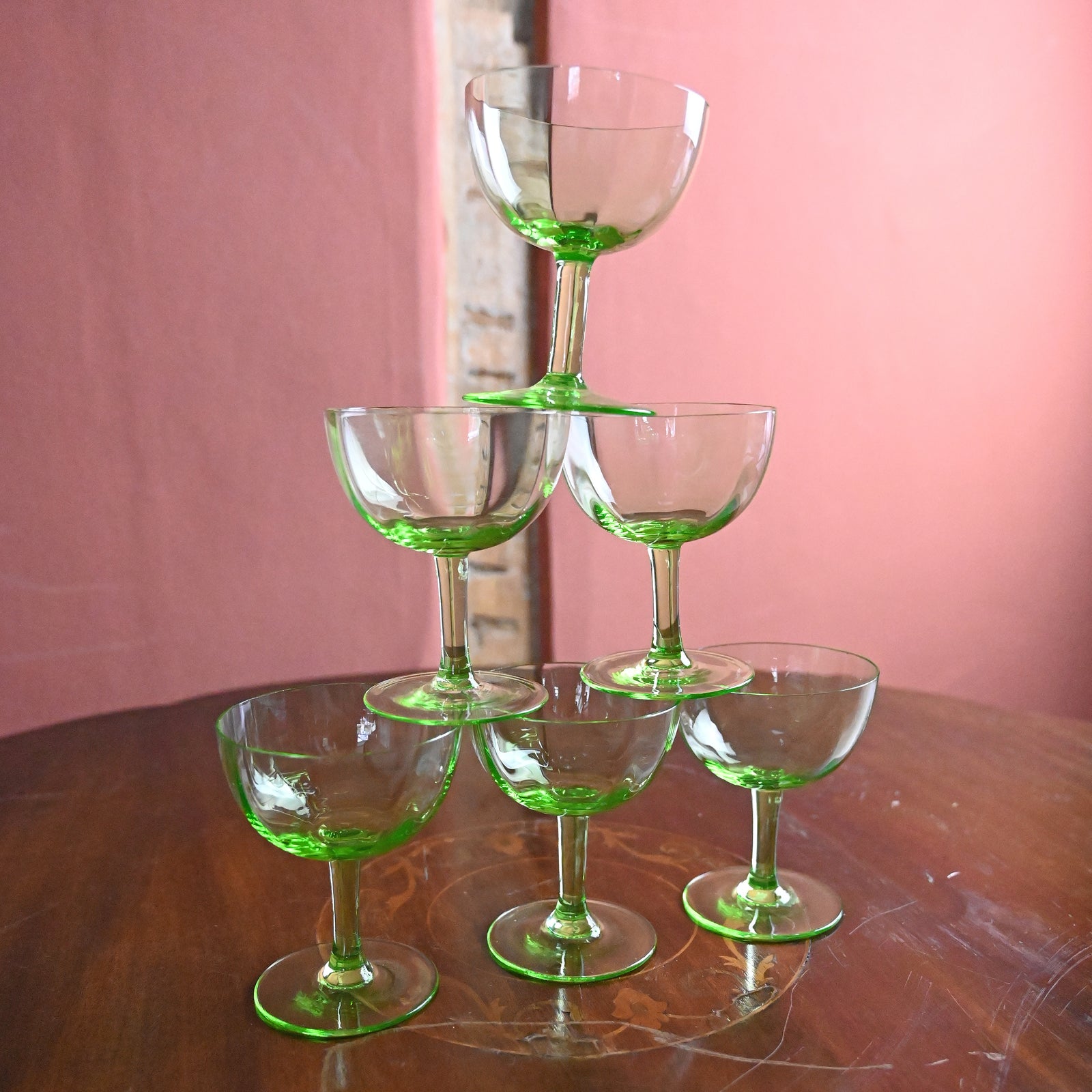 Uranium Green Mini Champagne Glasses