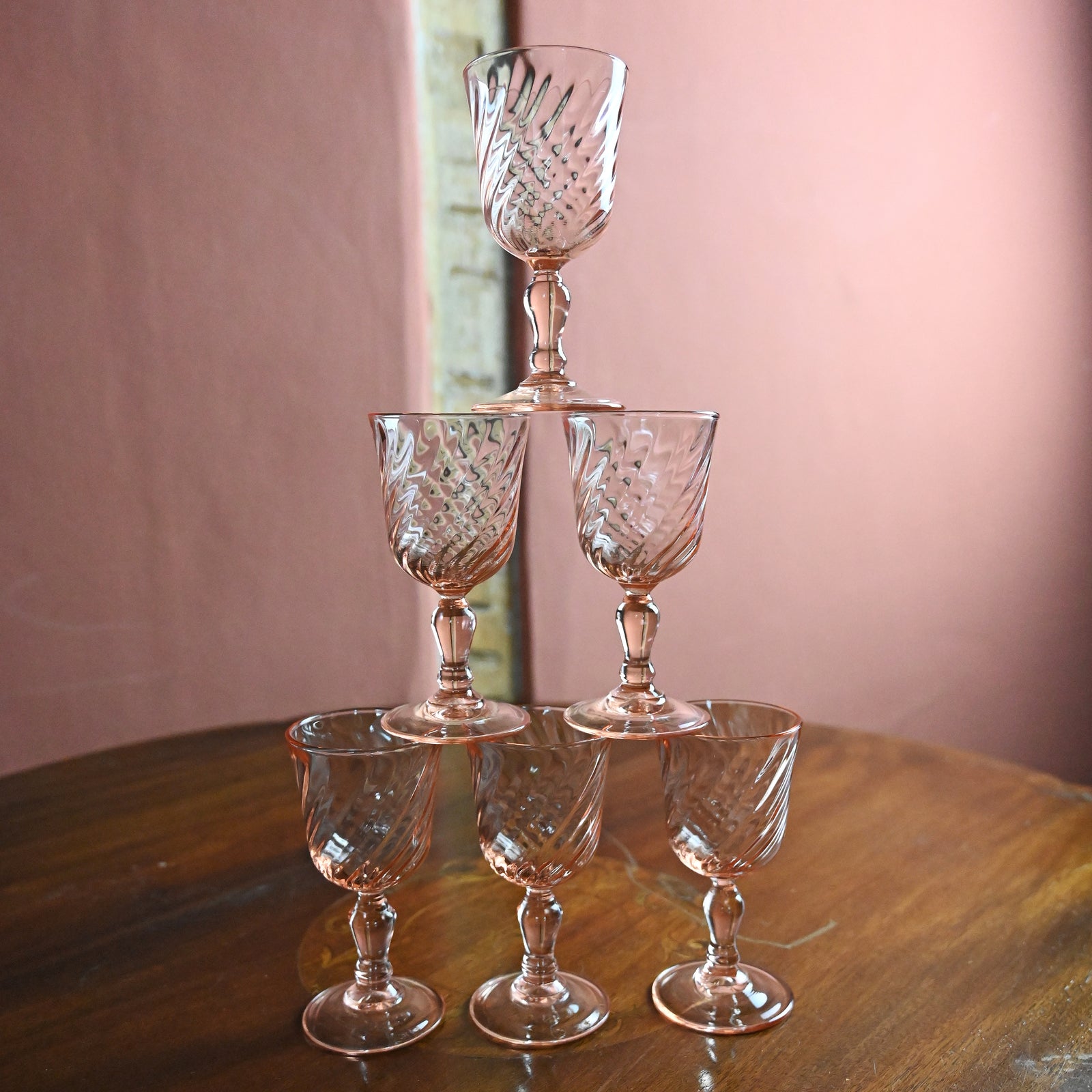 Set Pink Vintage Glasses