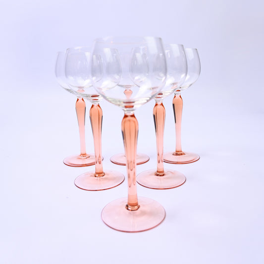 Set of Peach Luminarc Hock Wine glasses