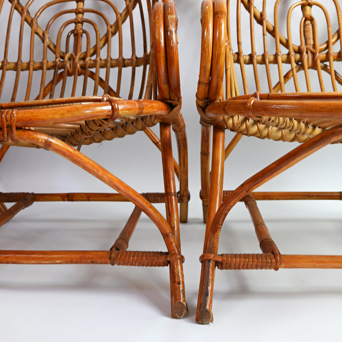 Set of Vintage Bamboo Armchairs