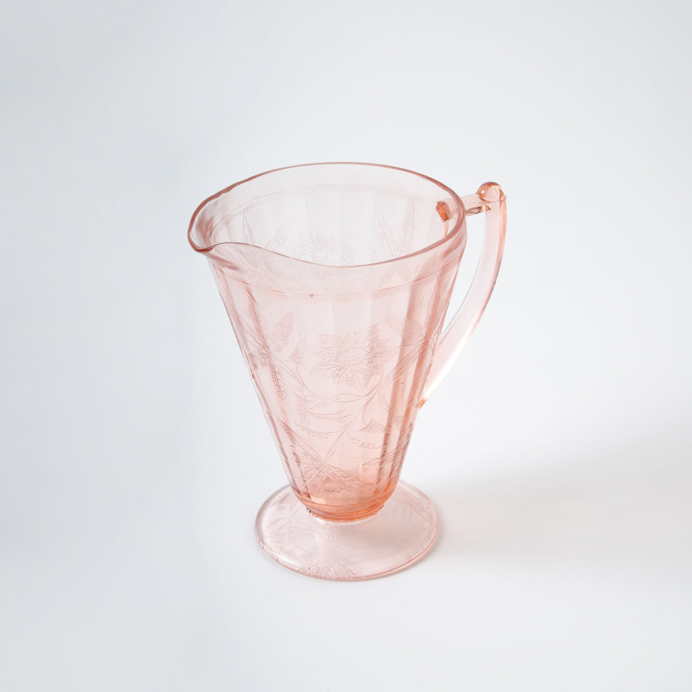 Coral Pink Etched Jug