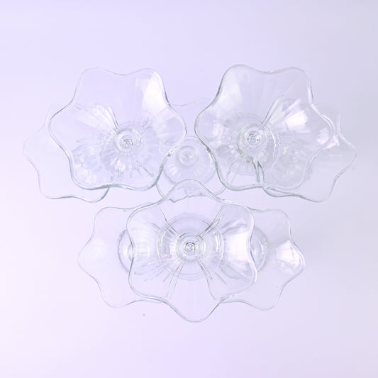 Set Delicate Scalloped Edge Glass Dishes