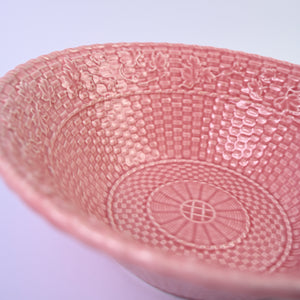 Large Pink Bordallo Pinheiro Basketweave Bowl