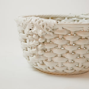 Portuguese Ceramic Wicker Fruit Bowl
