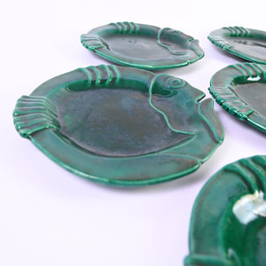 Jade Green Fish Plates Set