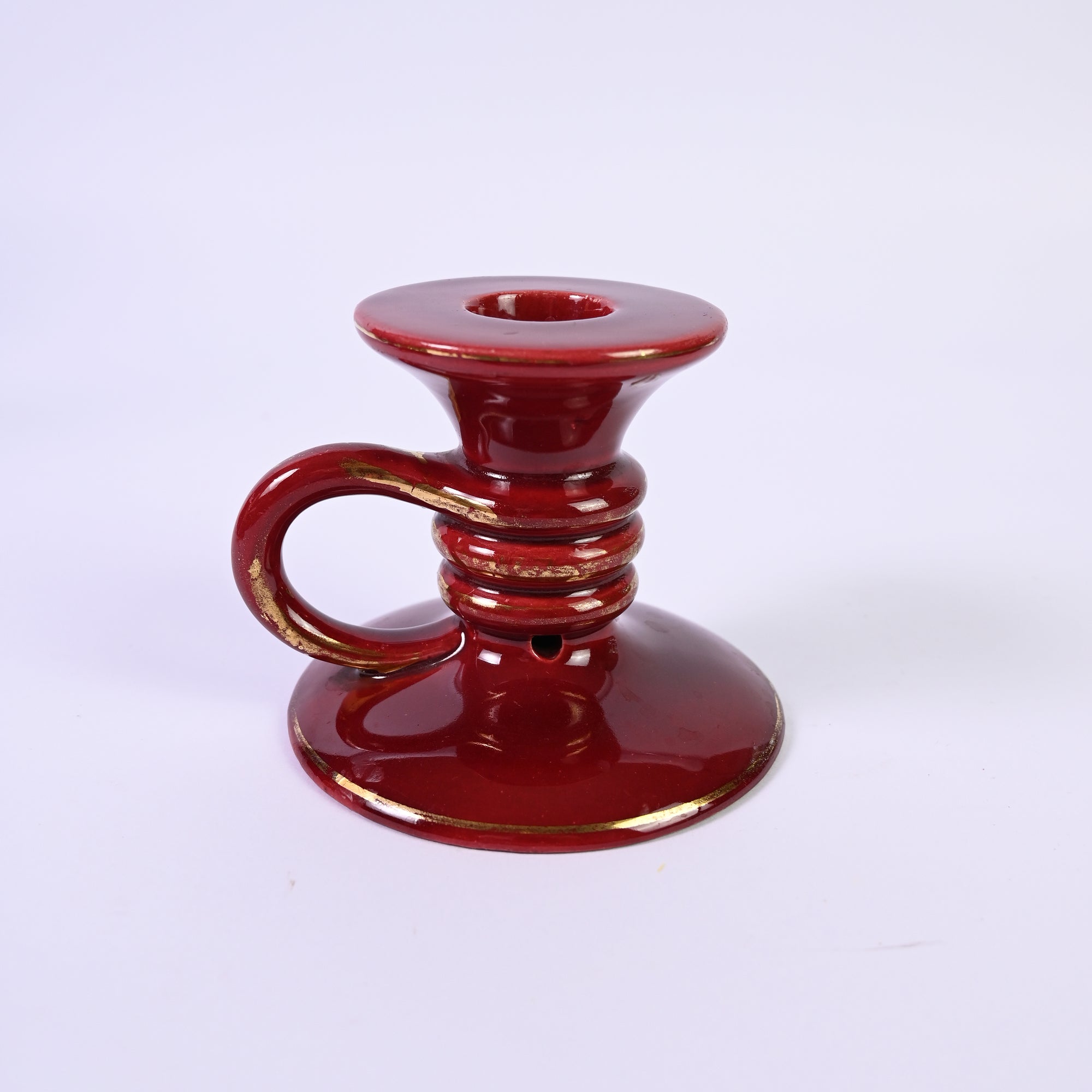 Ruby glazed Vintage Italian Candlestick Holder