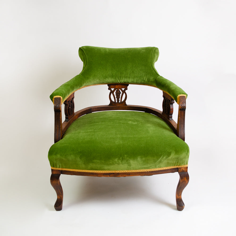 Victorian Tub Chair in Olive Green Velvet