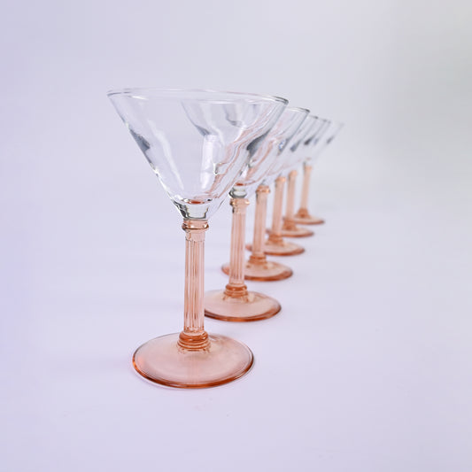 Peach Luminarc Martini Glasses