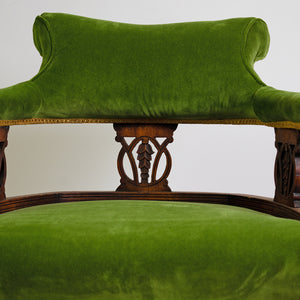 Victorian Tub Chair in Olive Green Velvet