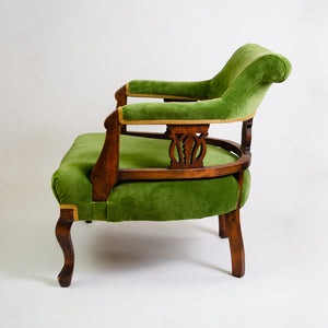 Victorian Tub Chair in Olive Green Velvet