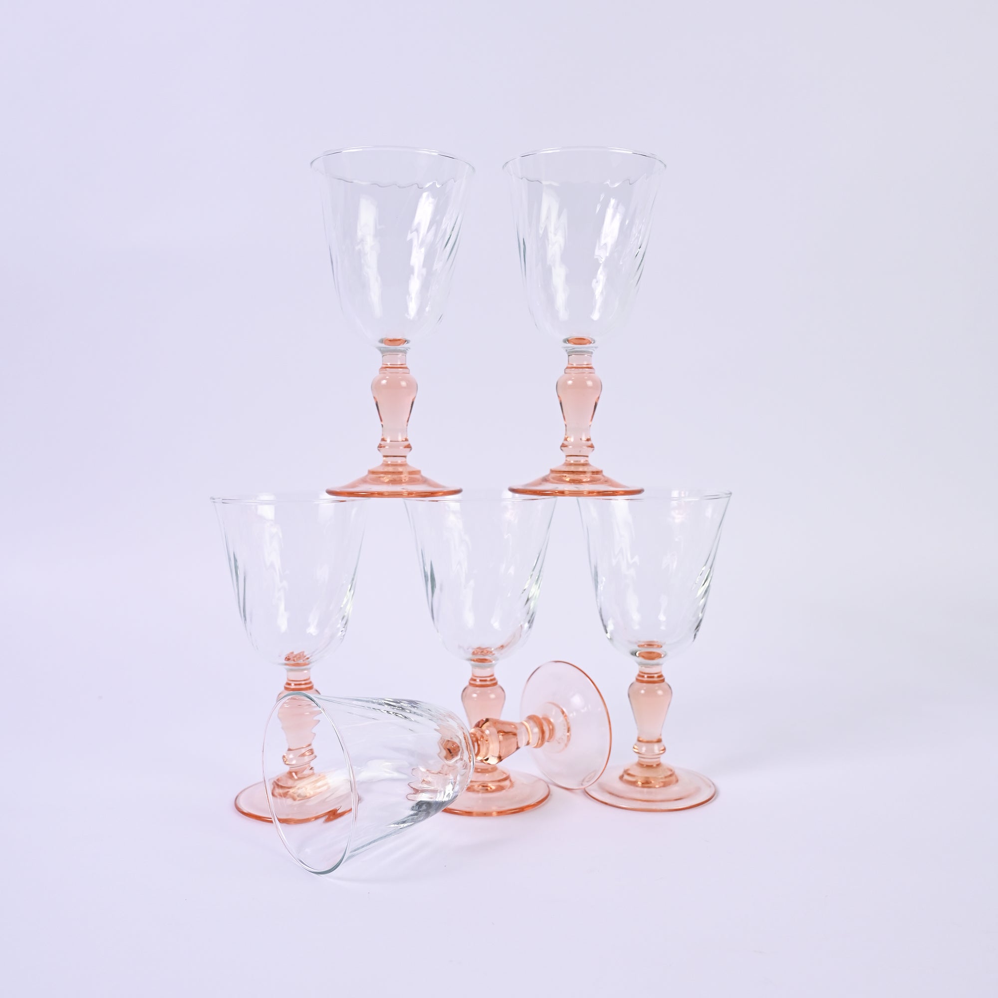 Peach Luminarc Twisted Wine Glass Set - Small