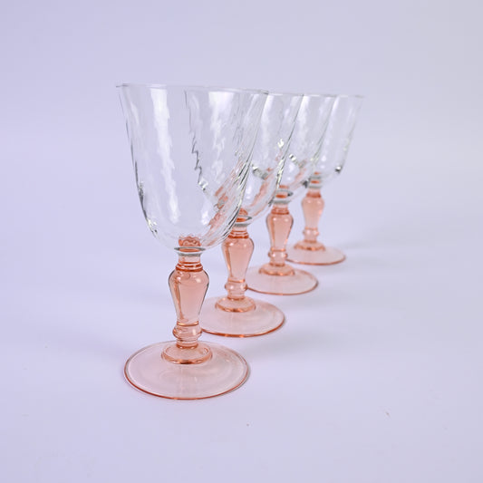 Peach Luminarc Twisted Wine Glass Set