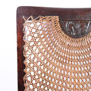 Antique Begere and Carved Oak Nursing Chair