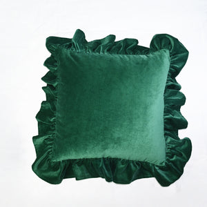 Luxurious velvet ruffle edged cushion