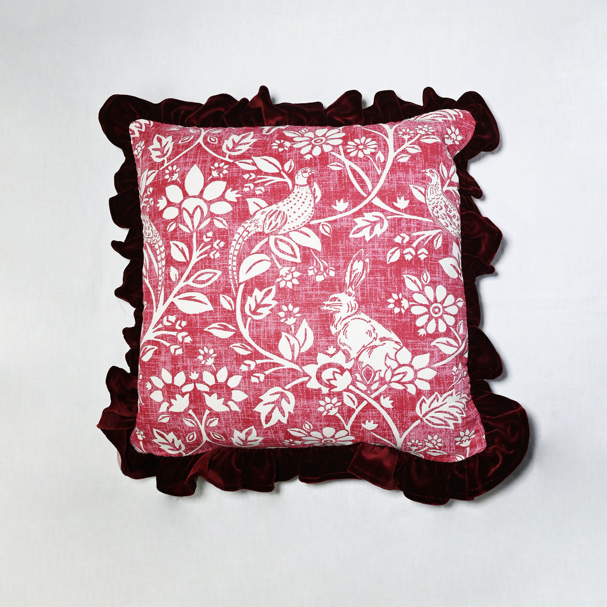 Terracotta William Morris Velvet Ruffle Cushion