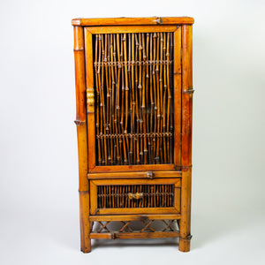 Charming French Bamboo and Cane Cabinet