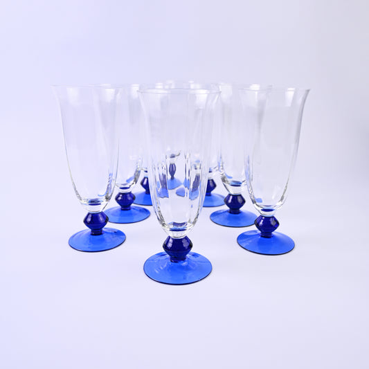 Cobalt Blue Flute Glasses Set