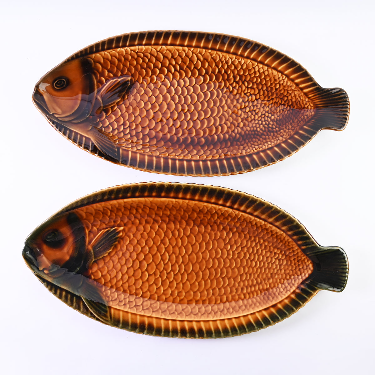 Large Brown Fish Serving Platter
