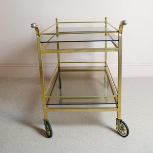 Vintage Brass and Glass Drinks Trolley