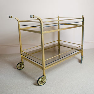 Vintage Brass and Glass Drinks Trolley