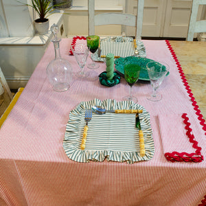 Berry Red Handmade Sutton Striped Tablecloth